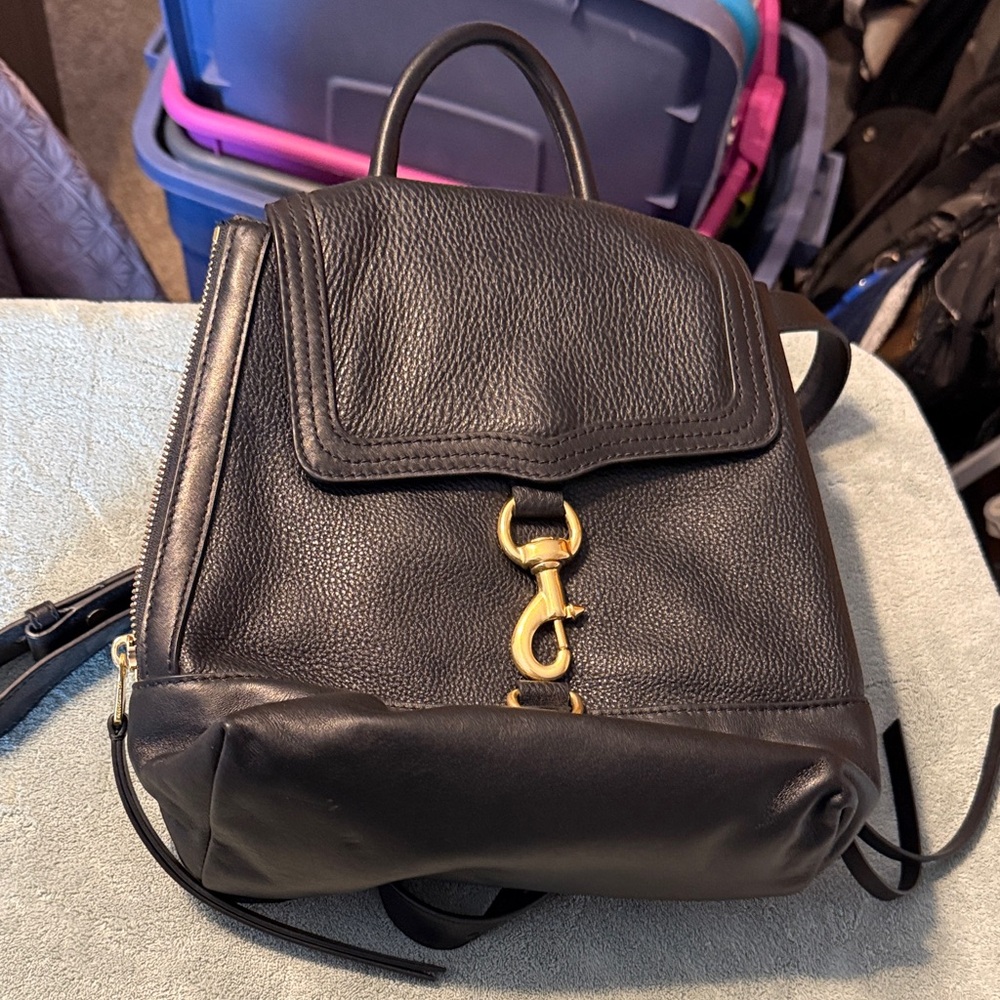 Rebecca Minkoff Black Leather Bag with Gold Detail